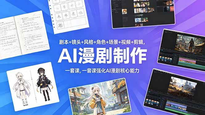 （18734期）剧本+镜头+风格+角色+场景+视频+剪辑，一套课强化AI漫剧核心能力-优优云网创