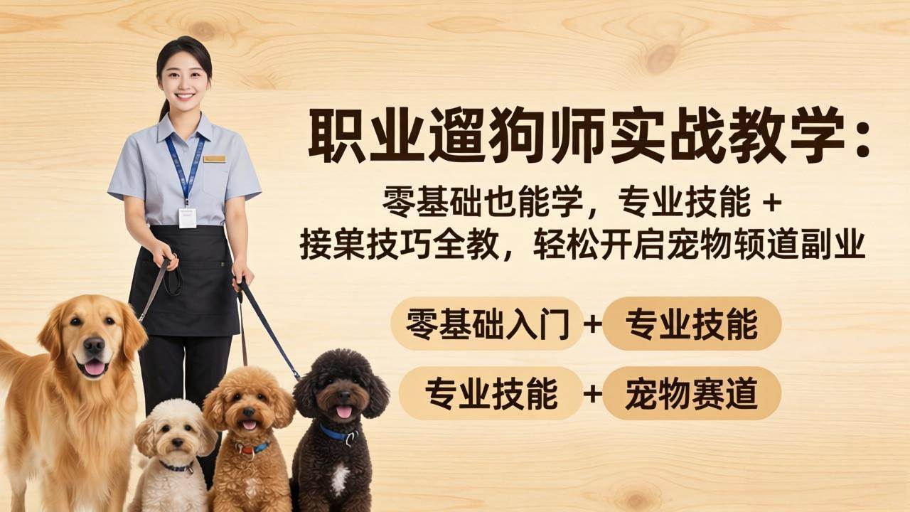 （18115期）职业遛狗师实战教学：零基础也能学，专业技能 + 接单技巧全教，轻松开启宠物赛道副业-优优云网创