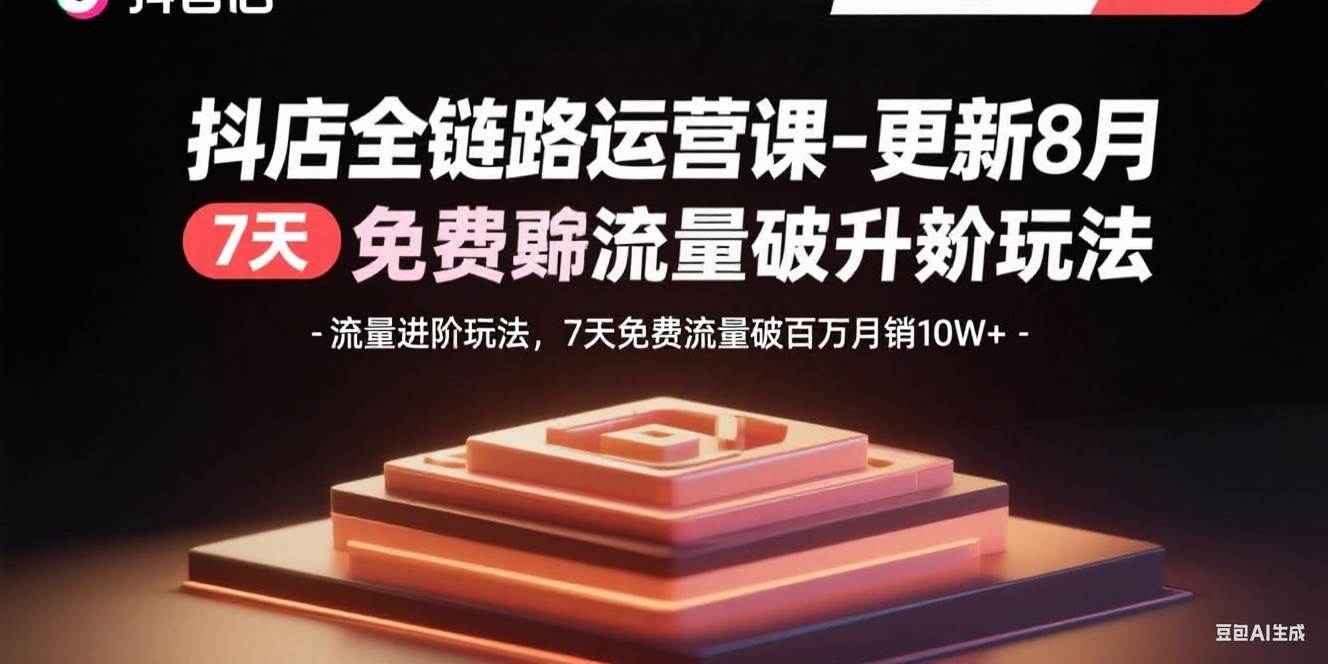 （15918期）抖店全链路运营课-更新8月：流量进阶玩法，7天免费流量破百万月销10W+-优优云网创
