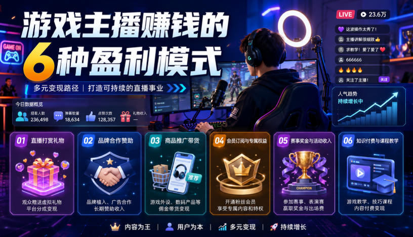 付费文章：游戏主播賺钱的6种盈利模式-优优云网创