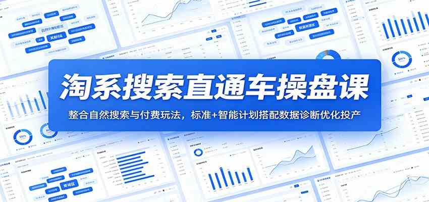 淘系搜索直通车操盘课：整合自然搜索与付费玩法，标准+智能计划搭配数据诊断优化投产-优优云网创