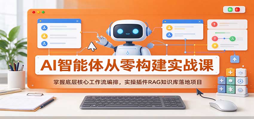 AI智能体从零构建实战课：掌握底层核心工作流编排，实操插件RAG知识库落地项目-优优云网创