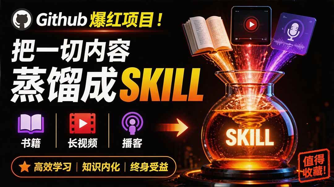 （19809期）全网走红！GitHub上6.7K Star的开源项目，把任何书、长视频、播客蒸馏成AI工具，值得收藏 cangjie-skill-优优云网创