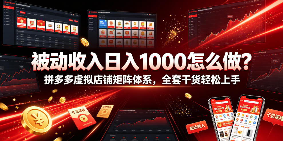 被动收入日入1000怎么做?拼多多虚拟店铺矩阵体系,全套干货轻松上手【揭秘】-优优云网创