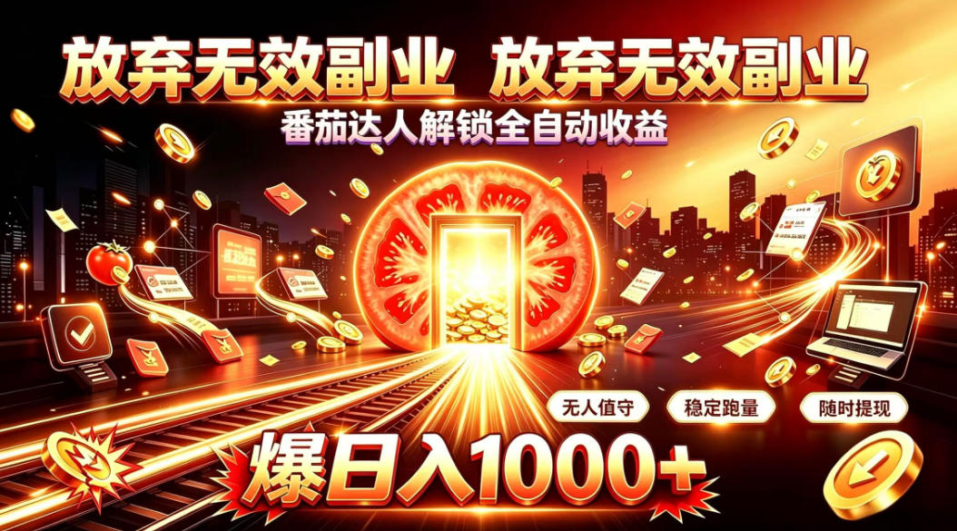 放弃无效副业，番茄达人解锁全自动收益，日入1k+，门槛最低的线上轻资产项目【揭秘】-优优云网创