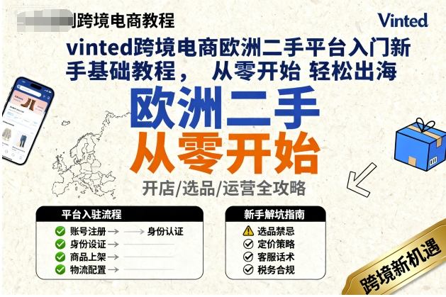vinted跨境电商欧洲二手平台入门新手基础教程，从零开始轻松出海-优优云网创