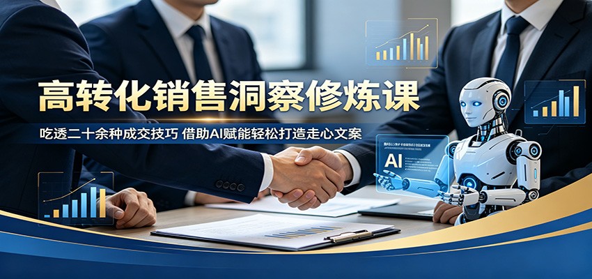 高转化销售洞察修炼课：吃透二十余种成交技巧，借助AI赋能轻松打造走心文案-优优云网创