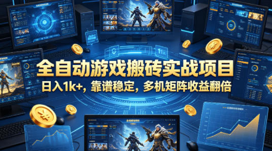 全自动游戏搬砖实战项目，日入1k+，靠谱稳定，多机矩阵收益翻倍【揭秘】-优优云网创