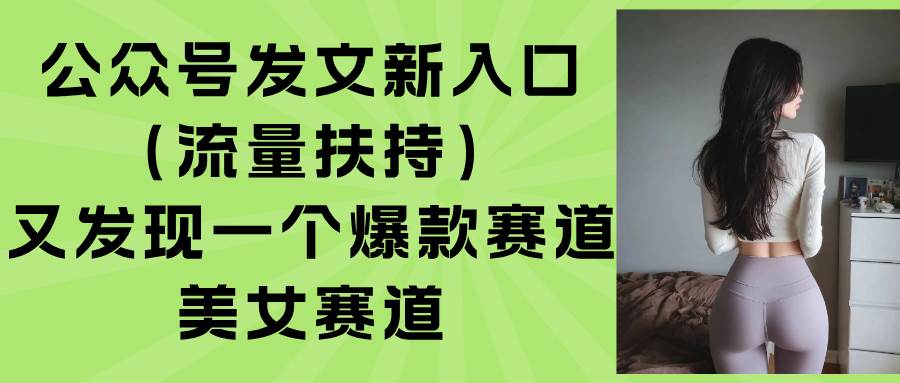 （15781期）公众号发文新入口（流量扶持），又发现一个爆款赛道：美女赛道-优优云网创