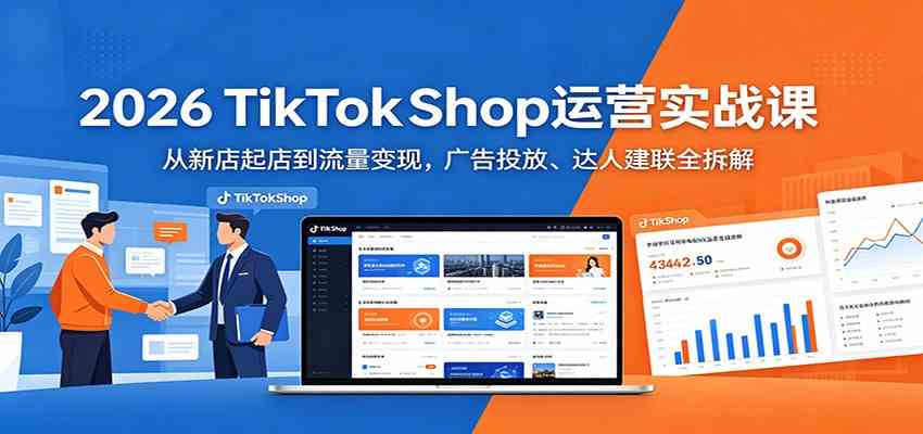 2026 TikTokShop运营实战课：从新店起店到流量变现，广告投放、达人建联全拆解-优优云网创