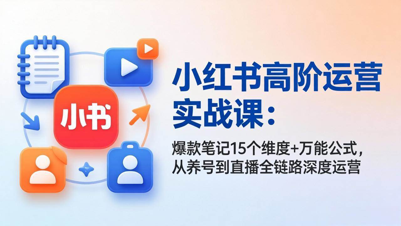 （17844期）小红书高阶运营实战课：爆款笔记15个维度+万能公式，从养号到直播全链路深度运营-优优云网创