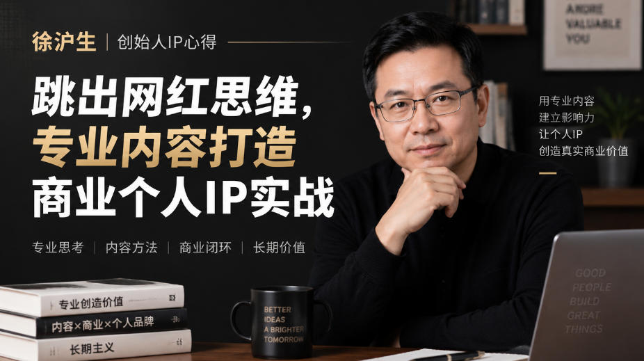 徐沪生创始人IP心得｜跳出网红思维，专业内容打造商业个人IP实战【文档】-优优云网创