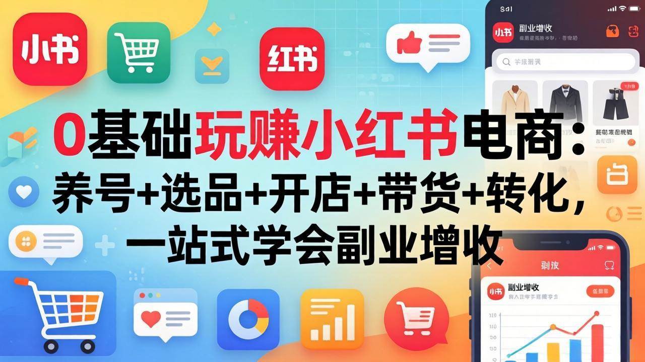 （17949期）0基础玩赚小红书电商：养号+选品+开店+带货+转化，一站式学会副业增收-优优云网创