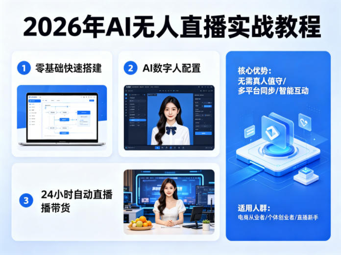 2026年AI无人直播实战教程，零基础也能快速搭建AI数字人无人直播间，实现24小时自动直播带货-优优云网创