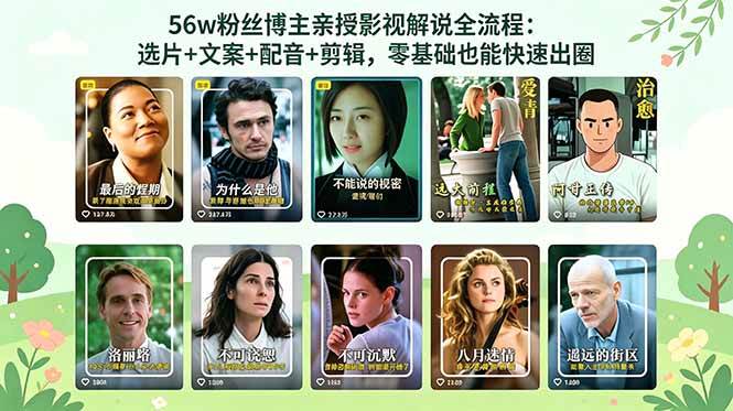 (18579期)56万粉丝博主亲授影视解说全流程:选片+文案+配音+剪辑,零基础也能快速出圈-优优云网创