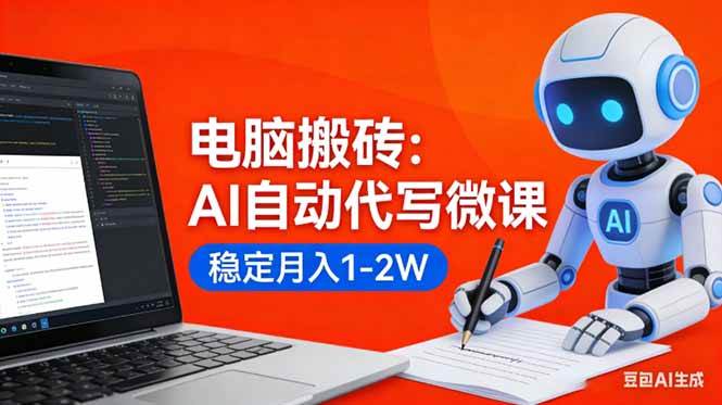 （17582期）电脑搬砖：AI自动代写微课，稳定月入1-2W，提供接单渠道，0门槛小白可做！-优优云网创
