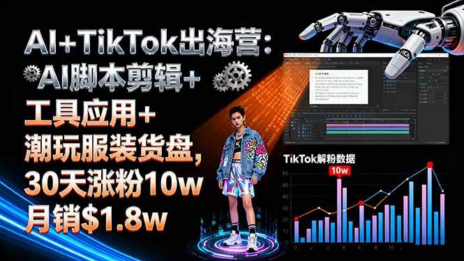 （16108期）AI+TikTok出海营:AI脚本剪辑+工具应用+潮玩服装货盘,30天涨粉10w月销$1.8w-优优云网创