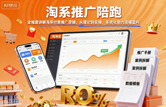 淘系推广陪跑，全维度讲解淘系付费推广逻辑，从理论到实操，系统化助力店铺盈利-优优云网创