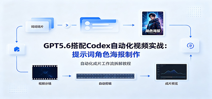 GPT5.6搭配Codex自动化视频实战：提示词角色海报制作，自动化成片工作流拆解教程-优优云网创