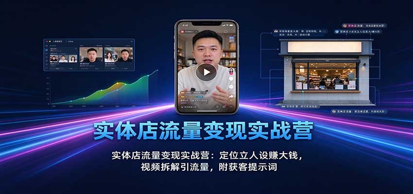 实体店流量变现实战营：定位立人设赚大钱，视频拆解引流量，附获客提示词-优优云网创
