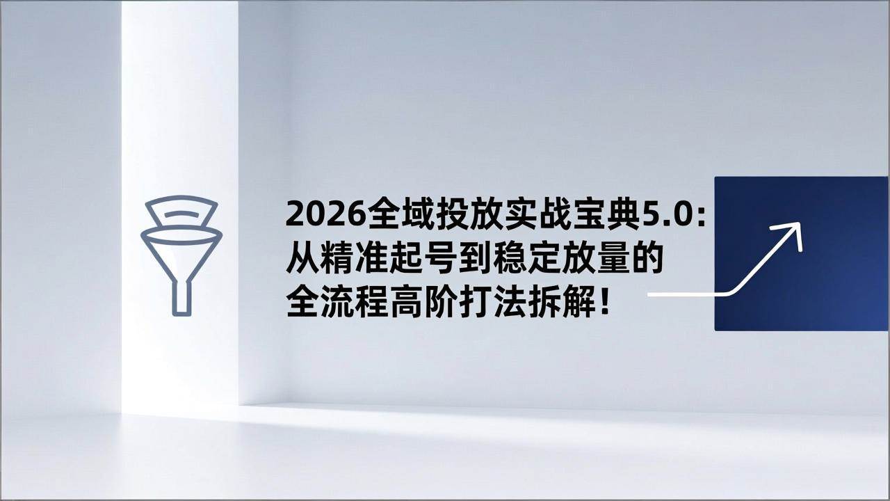 (17156期)2026全域投放实战宝典5.0:从精准起号到稳定放量的全流程高阶打法拆解!-优优云网创