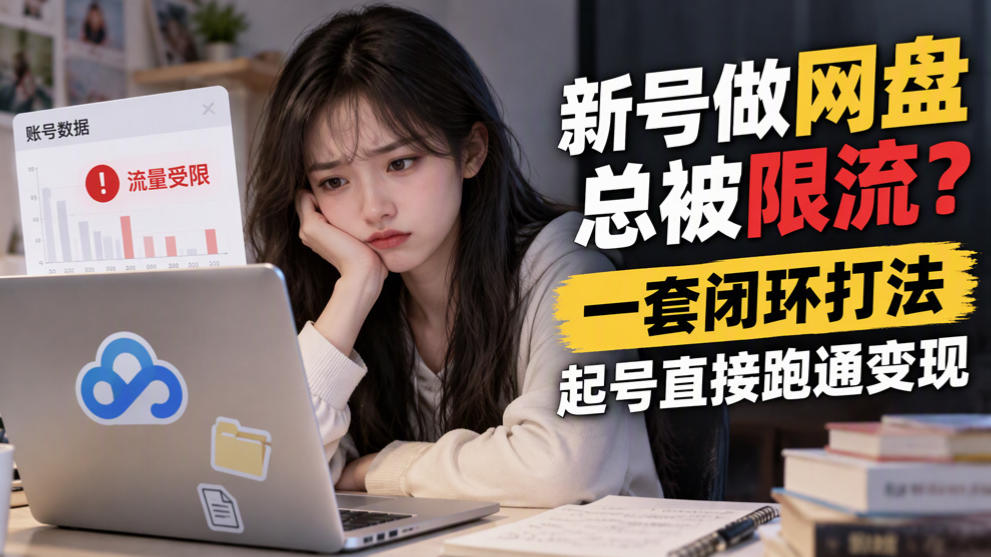 新号做网盘总被限流？一套闭环打法，起号直接跑通变现-优优云网创