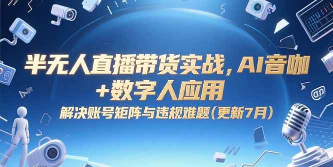 (15280期)半无人直播带货实战,AI音咖+数字人应用 解决账号矩阵与违规难题(更新7月)-优优云网创