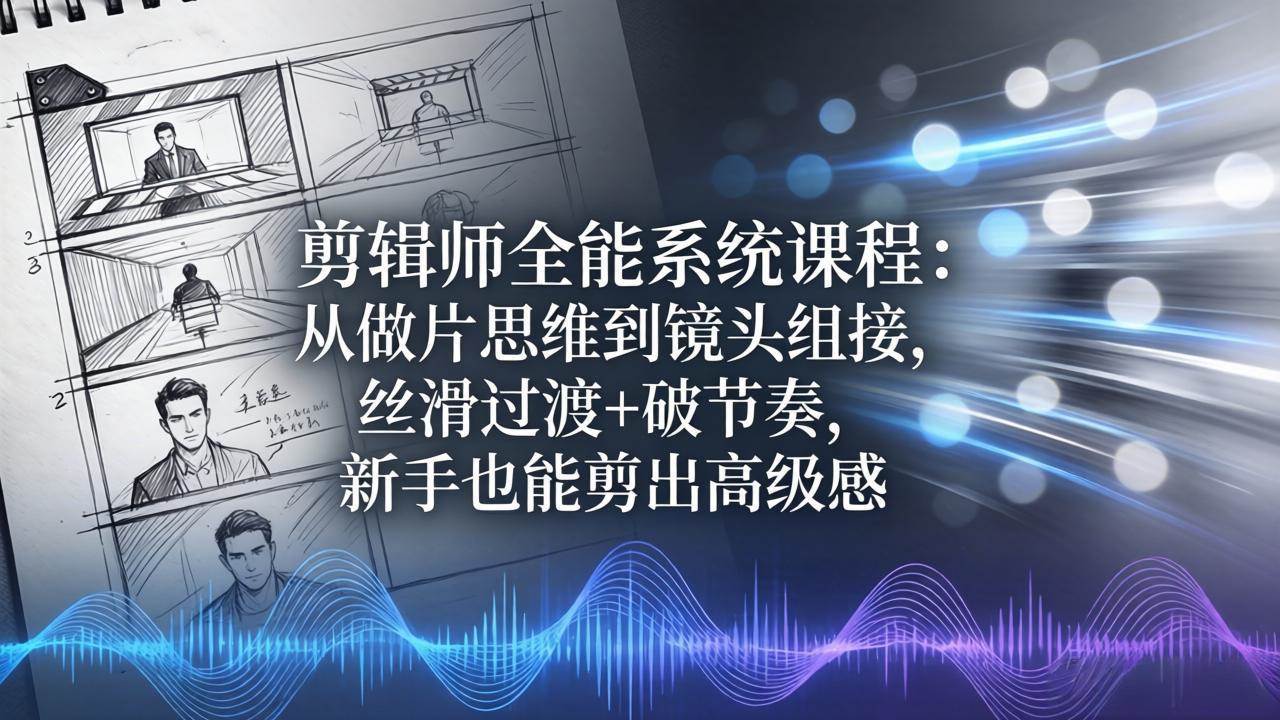 （18260期）剪辑师全能系统课程：从做片思维到镜头组接，丝滑过渡+破节奏，新手也能剪出高级感-优优云网创