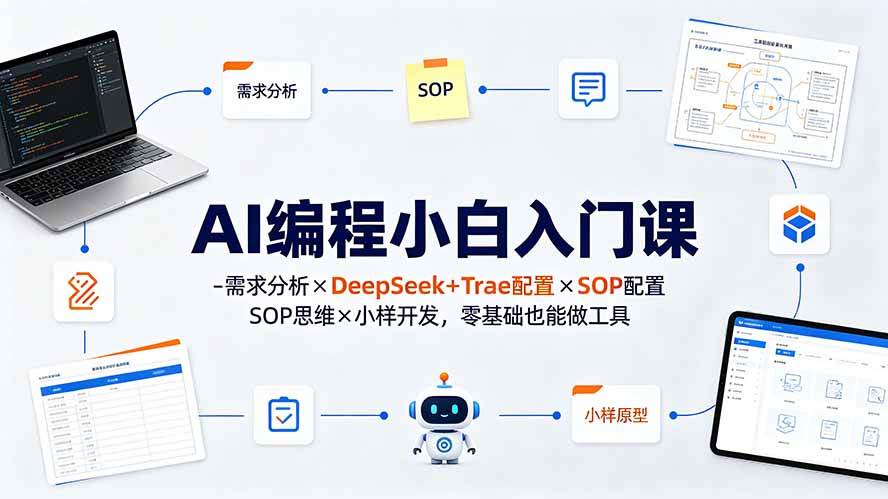 （19539期）AI编程小白入门课-需求分析×DeepSeek+Trae配置×SOP思维×小样开发，零基础也能做工具-优优云网创