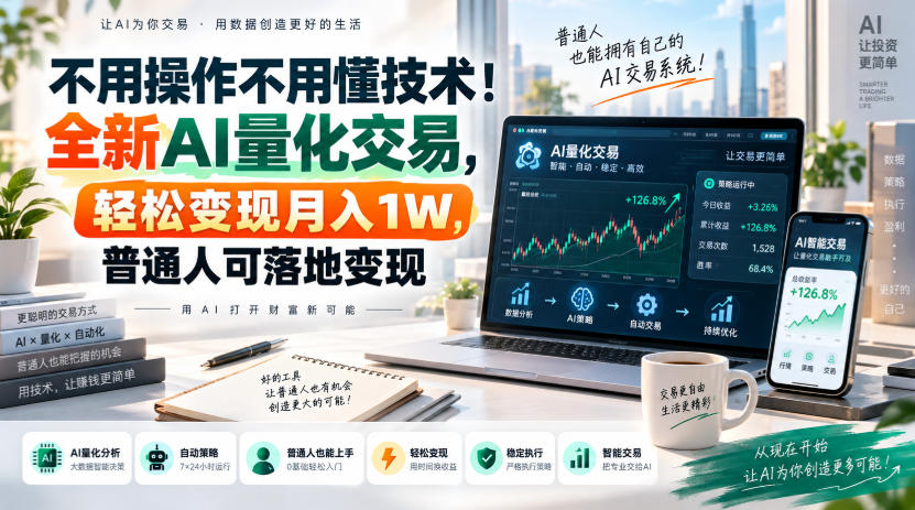 不用操作不用懂技术！全新AI量化交易，轻松变现月入1W，普通人可落地变现！【揭秘】-优优云网创