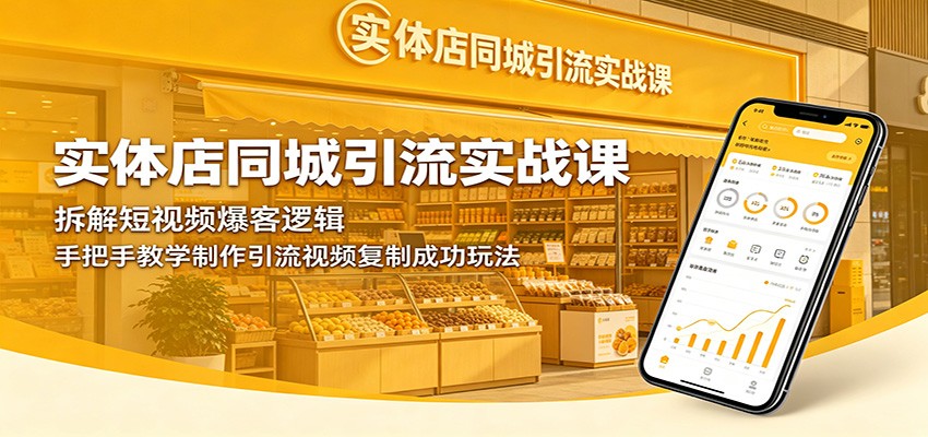 实体店同城引流实战课：拆解短视频爆客逻辑，手把手教学制作引流视频复制成功玩法-优优云网创