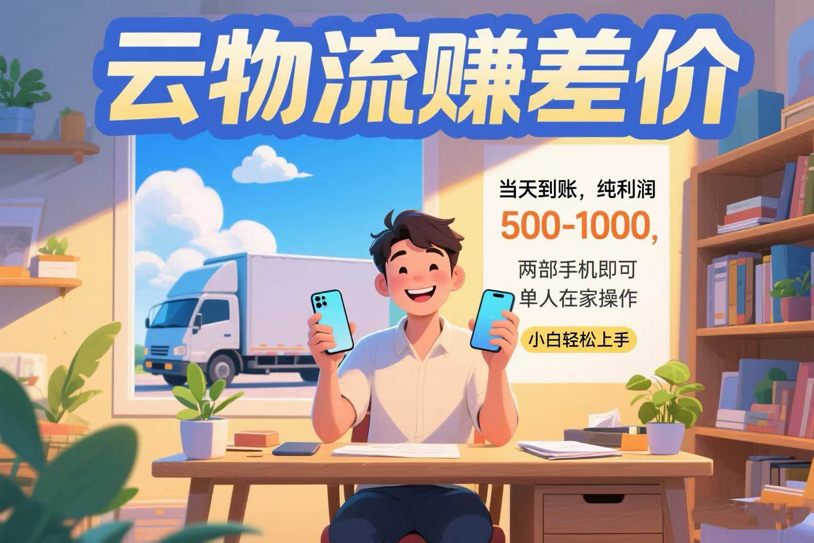 （15492期）云物流赚差价 当天到账纯利润500-1000 两部手机即可 可单人在家操作 小…-优优云网创