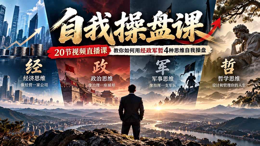 （20626期）【无水印】自我操盘课，20节视频直播课教你如何用经政军哲4种思维自我操盘（更新0924）-优优云网创