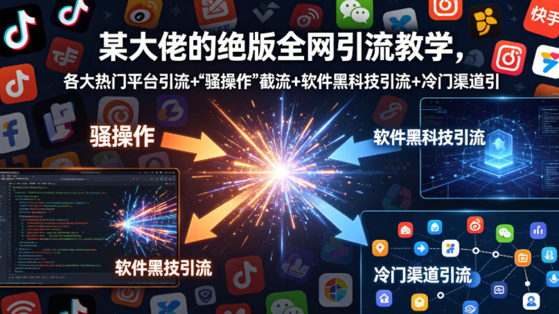 某大佬的绝版全网引流教学，各大热门平台引流+”骚操作”截流+软件黑科技引流+冷门渠道引流等-优优云网创
