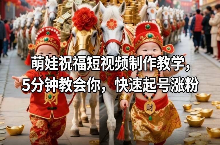 萌娃祝福短视频制作教学，5分钟教会你，快速起号涨粉-优优云网创