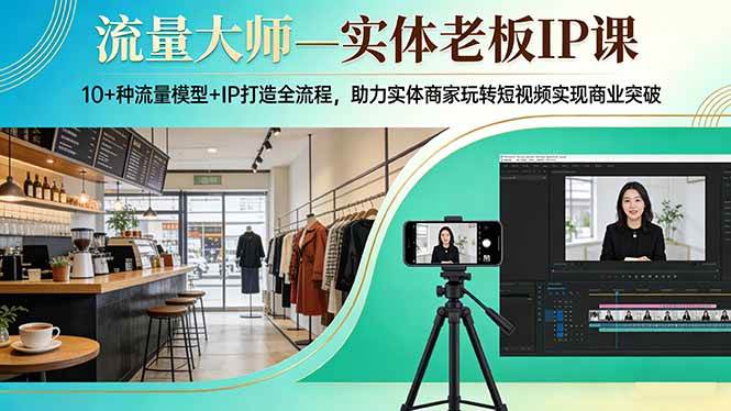 （17638期）流量大师—实体老板IP课：10+种流量模型+IP打造全流程，助力实体商家玩转短视频实现商业突破-优优云网创
