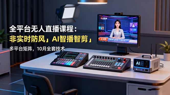 （16279期）全平台无人直播课程：非实时防风＋AI智播智剪＋多平台矩阵，10月全套技术-优优云网创