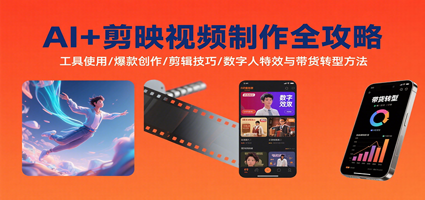 AI+剪映视频制作全攻略:工具使用/爆款创作/剪辑技巧/数字人特效与带货转型方法-优优云网创