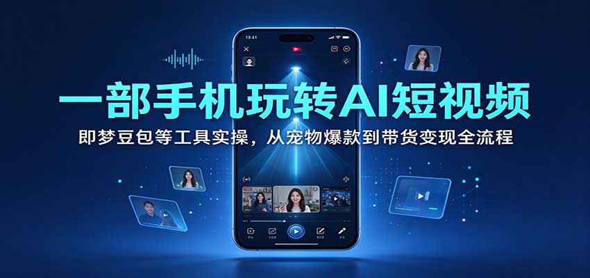 一部手机玩转AI短视频：即梦豆包等工具实操，从宠物爆款到带货变现全流程-优优云网创