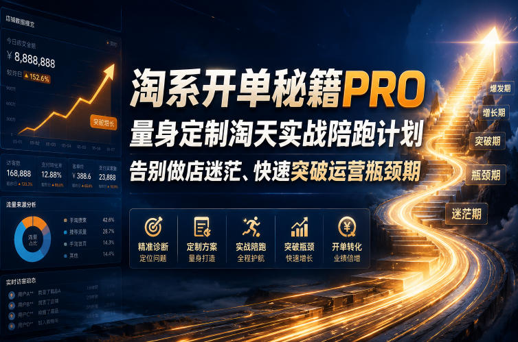淘系开单秘籍PRO，量身定制淘天实战陪跑计划，告别做店迷茫、快速突破运营瓶颈期（更新20260728）-优优云网创