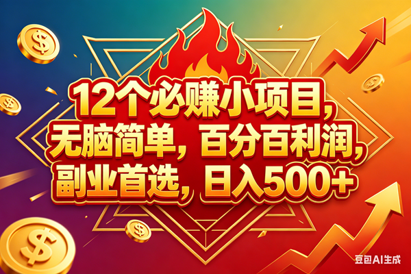 （18272期）12个必赚钱的小项目，百分百赚米，无脑简单，副业首选，日入600+-优优云网创