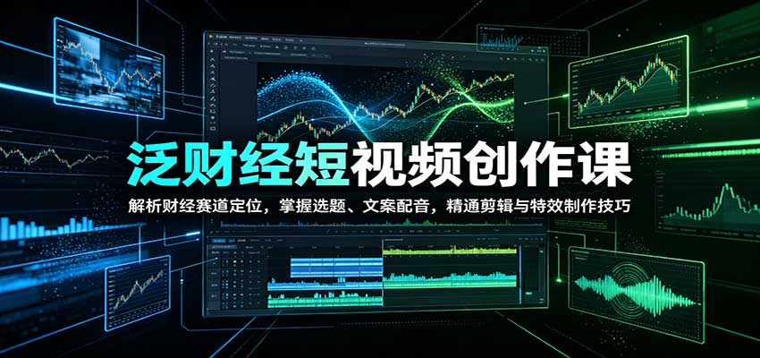 泛财经短视频创作课：解析财经赛道定位，掌握选题、文案配音，精通剪辑与特效制作技巧-优优云网创