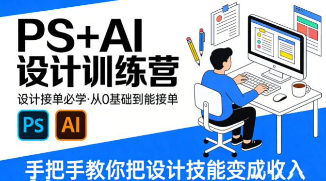 设计接单必学，PS+AI设计训练营，从0基础到能接单，手把手教你把设计技能变成收入-优优云网创