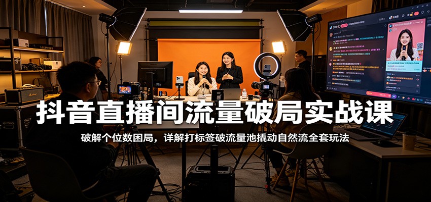 抖音直播间流量破局实战课：破解个位数困局，详解打标签破流量池撬动自然流全套玩法-优优云网创