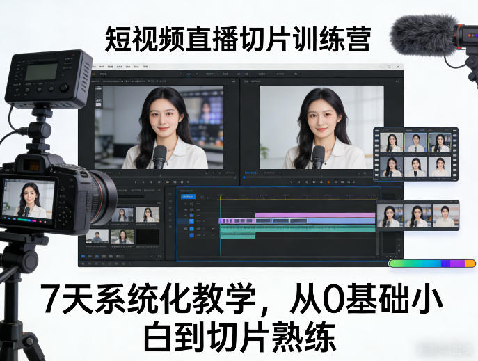 短视频直播切片训练营，7天系统化教学，从0基础小白到切片熟练-优优云网创