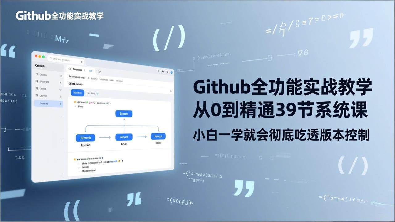 （17501期）GitHub-全功能实战教学，从0到精通39节系统课，小白一学就会彻底吃透版本控制-优优云网创