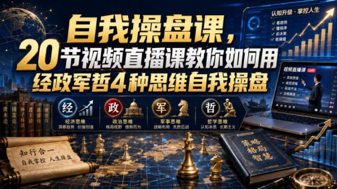 【无水印】自我操盘课，20节视频直播课教你如何用经政军哲4种思维自我操盘（更新0924）-优优云网创