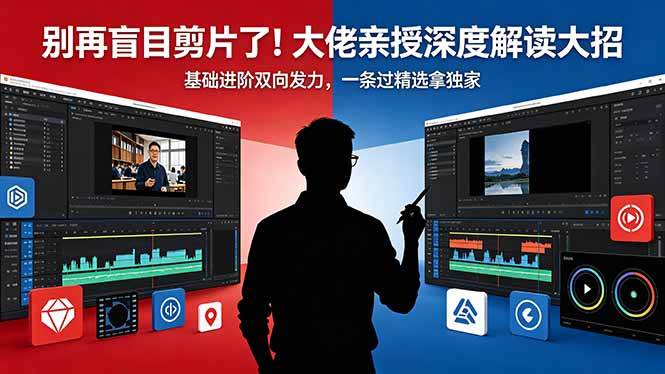 （18384期）别再盲目剪片了！大佬亲授深度解读大招，基础进阶双向发力，一条过精选拿独家-优优云网创
