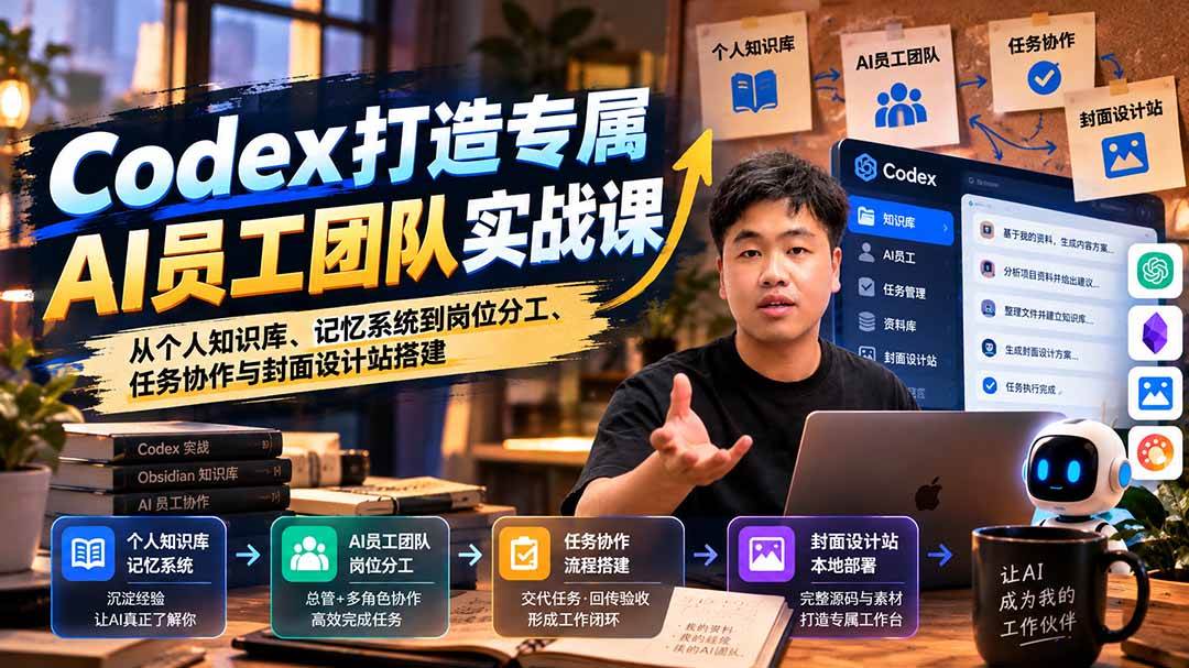 （20916期）【无水印】Codex打造专属AI员工团队实战课：从个人知识库、记忆系统到岗位分工、任务协作与封面设计站搭建-优优云网创