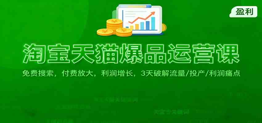 淘宝天猫爆品运营课：免费搜索，付费放大，利润增长，3 天破解流量/ 投产/利润痛点-优优云网创
